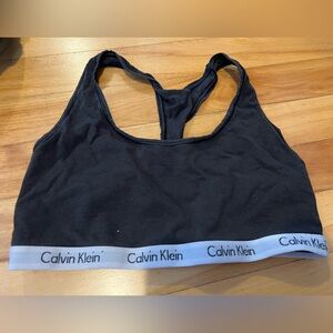Calvin Klein Black Racerback Bralette with White Logo Band